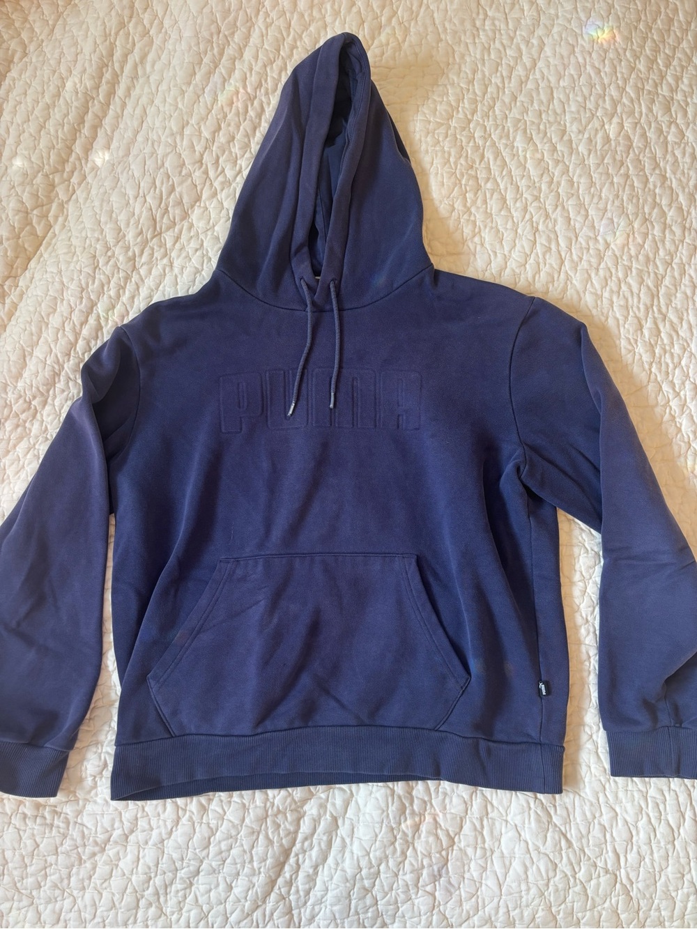 Puma Men’s Navy Pullover Hoodie with Embossed Logo